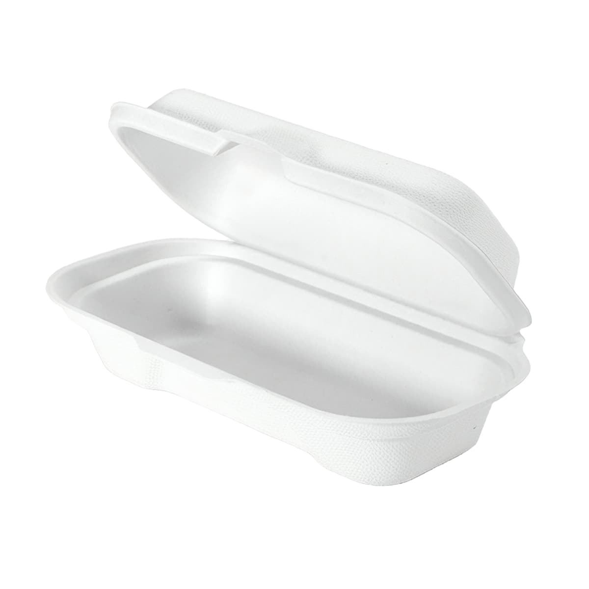 Hot Dog Take-Out Container Hinged With Dome Lid 7.4X3.8X2.25 IN Plant Fiber White Rectangle 400/Case