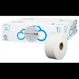 Heavenly Soft Toilet Paper & Tissue Roll 9IN X700FT 2PLY Embossed Jumbo (JRT) 3.31IN Core Diameter 12 Rolls/Case