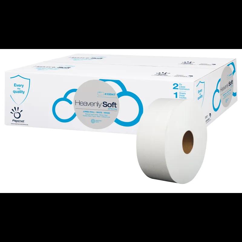 Heavenly Soft Toilet Paper & Tissue Roll 9IN X700FT 2PLY Embossed Jumbo (JRT) 3.31IN Core Diameter 12 Rolls/Case