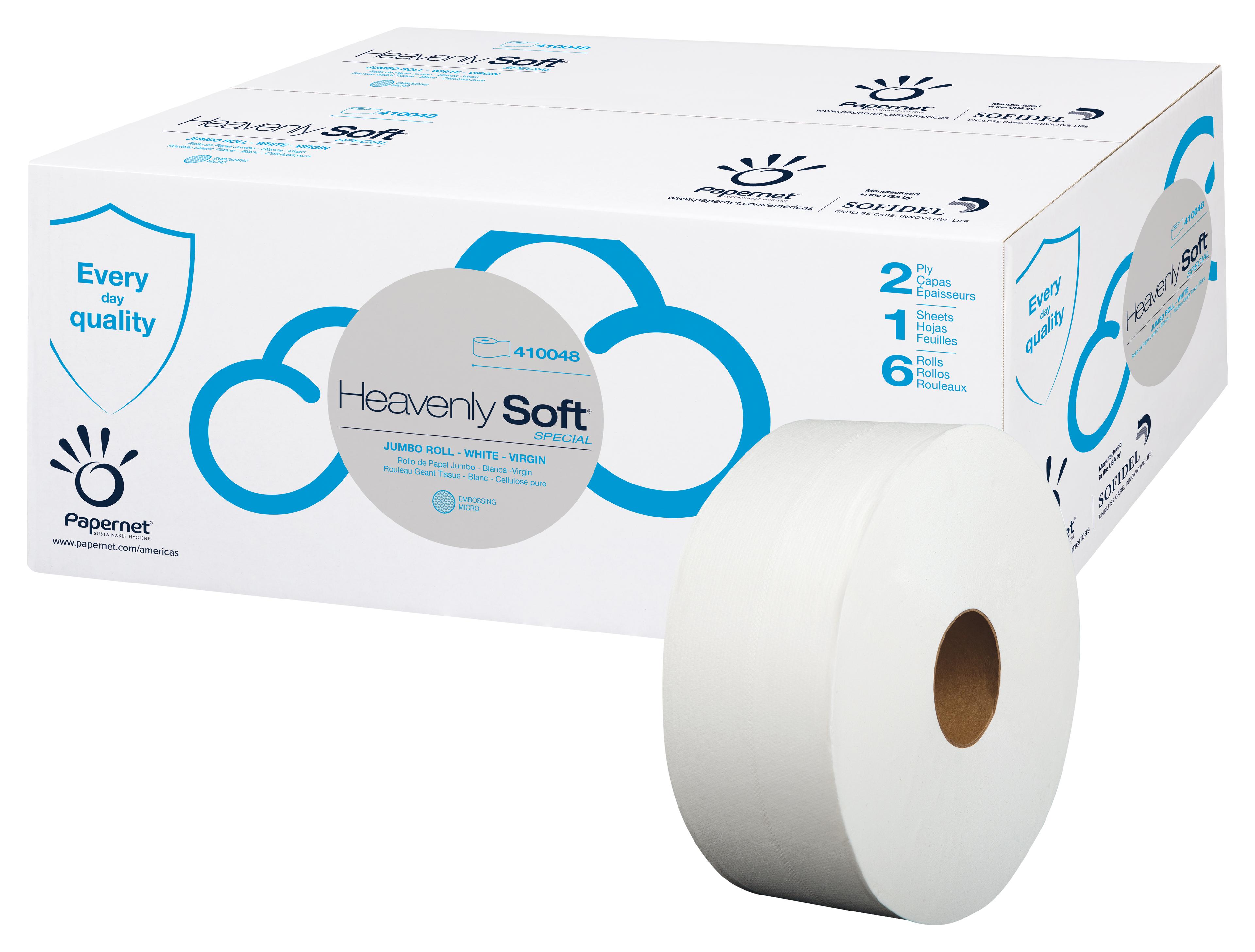 Heavenly Soft Toilet Paper & Tissue Roll 1400 FT 2PLY White Embossed 12.01IN Roll 3.31IN Core Diameter 6 Rolls/Case