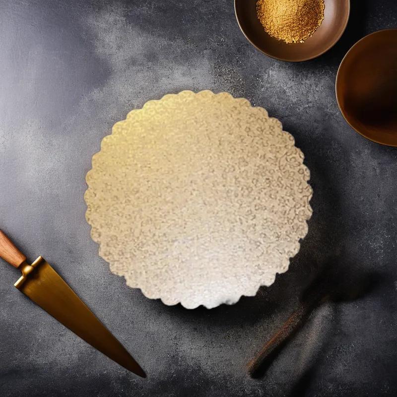 Cake Circle 8 IN Gold Scalloped 200/Case