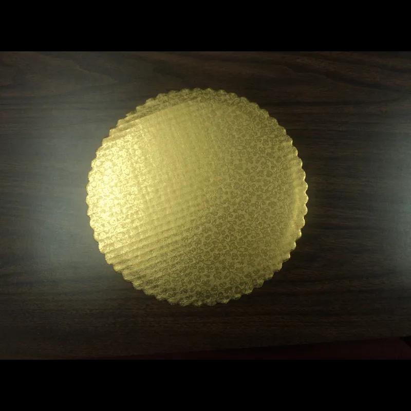 Cake Board 10 IN Corrugated Cardboard Gold Circle Scalloped 200/Case