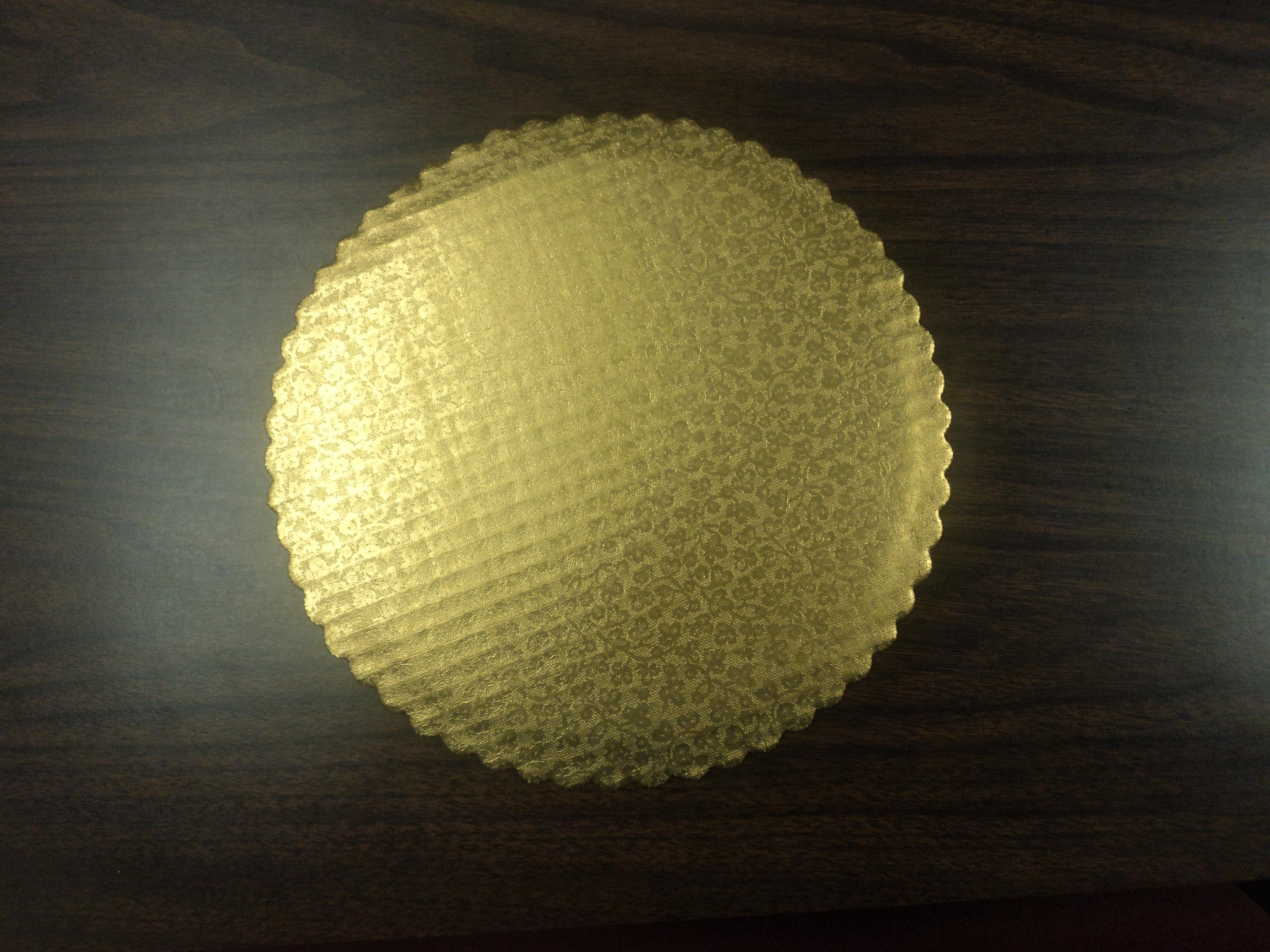 Cake Board 10 IN Corrugated Cardboard Gold Circle Scalloped 200/Case
