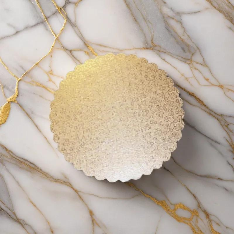 Cake Circle 12 IN Paperboard Gold Scalloped 100/Case