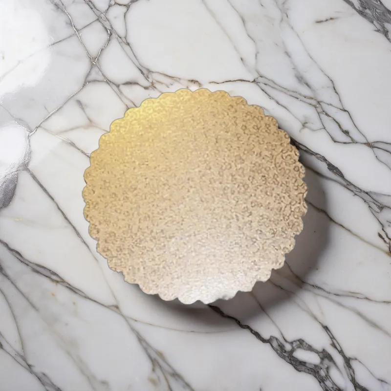 Cake Circle 12 IN Paperboard Gold Scalloped 100/Case