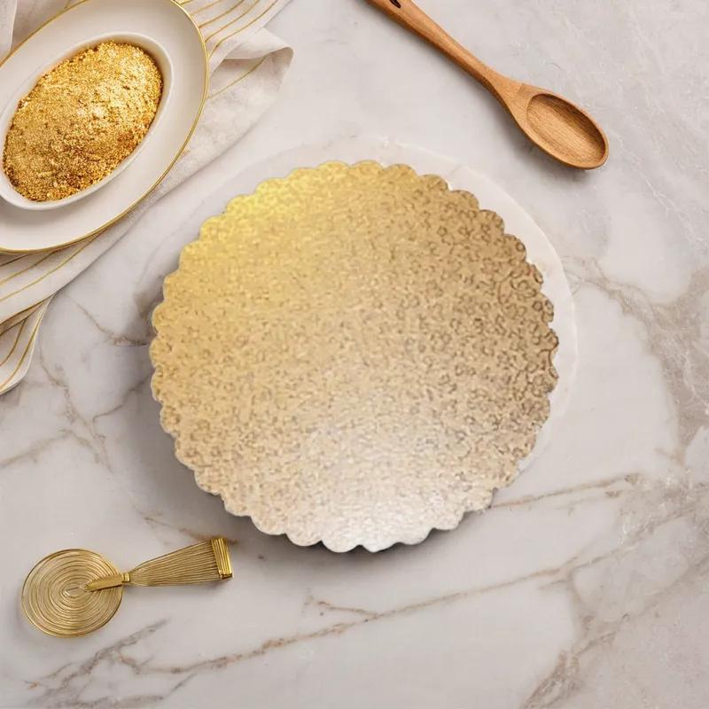 Cake Circle 12 IN Paperboard Gold Scalloped 100/Case