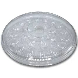 Egg Serving Tray Base & Lid Combo With Dome Lid Plastic Black Clear Rectangle 30/Case
