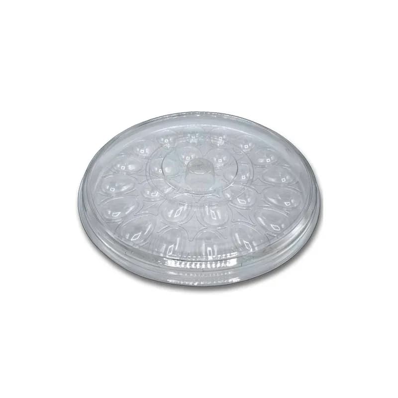 Egg Serving Tray Base & Lid Combo With Dome Lid Plastic Black Clear Rectangle 30/Case