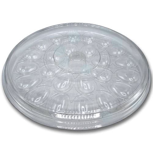 Egg Serving Tray Base & Lid Combo With Dome Lid Plastic Black Clear Rectangle 30/Case