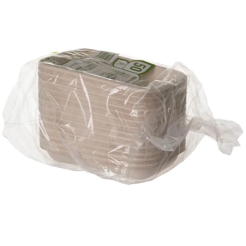 WorldView Take-Out Container Base 8X6X2 IN Sugarcane Kraft Rectangle 50/Case