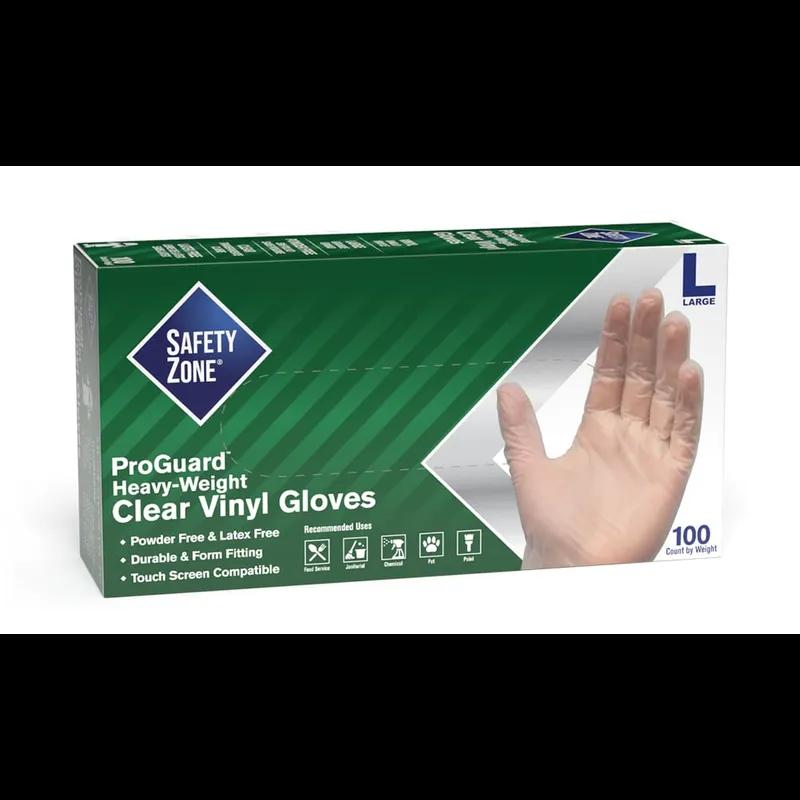 Safety Zone® Gloves Large (LG) Vinyl Powder-Free 10/Case