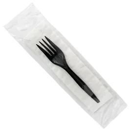 2PC Cutlery Kit Black Medium Weight With Napkin,Fork 500/Case