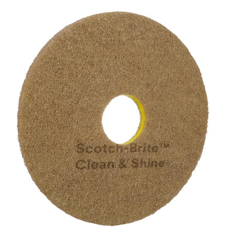 3M™ Scotch-Brite™ Clean & Shine Cleaning Pad 14X1 IN Brown Non-Woven Polyester Fiber 150-400 RPM Center Hole 5/Case