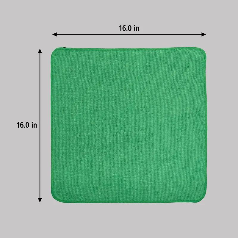 Cleaning Cloth 16X16 IN Light Duty Microfiber Green 24/Pack