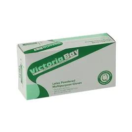 Victoria Bay General Purpose Gloves Large (LG) Natural Latex Powdered 100 Count/Pack 10 Packs/Case 1000 Count/Case