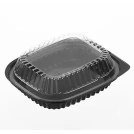 WNA Atrium Salad Take-Out Container Base & Lid Combo With Dome Lid Small (SM) 6.88X5.86X1.19 IN PS Black Clear 250/Case