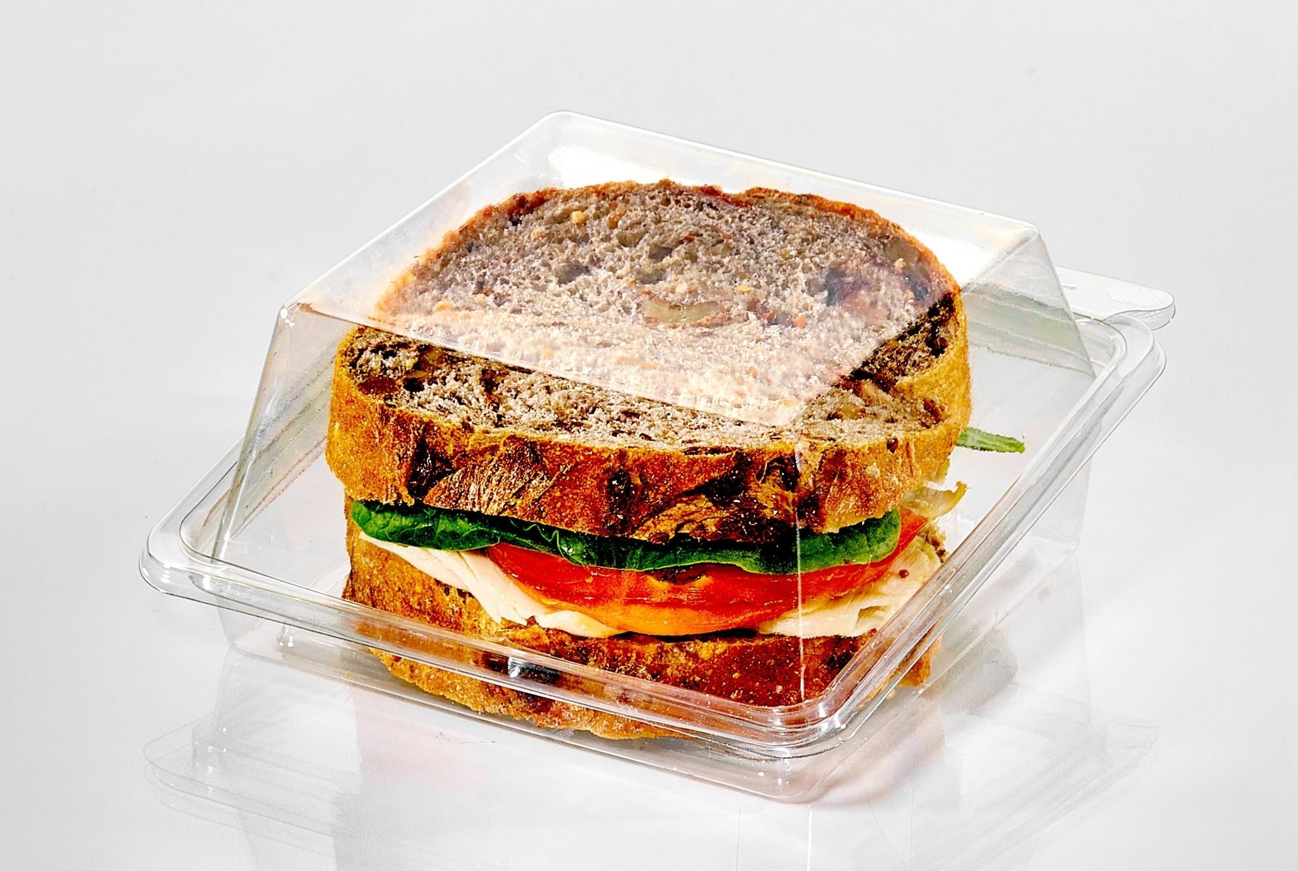 Fresh N' Sealed® Sandwich Deli Container Hinged With Dome Lid 5X5 IN PET Clear Square 360/Case
