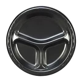 Plate 8.88 IN 3 Compartment Polystyrene Foam Black Laminated 500/Case