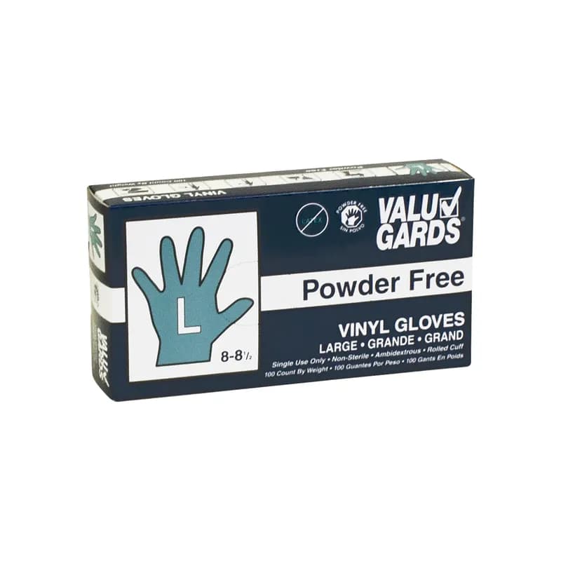 ValuGards Gloves Large (LG) Clear Vinyl Disposable Powder-Free 1000/Case