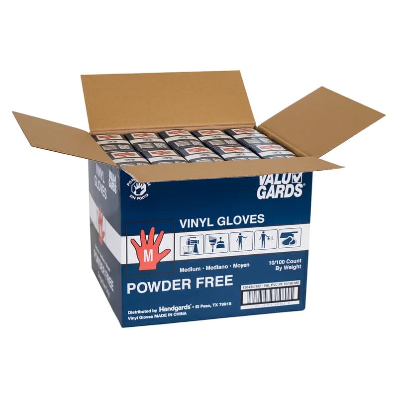 ValuGards Gloves Medium (MED) Clear Vinyl Disposable Powder-Free 1000/Case