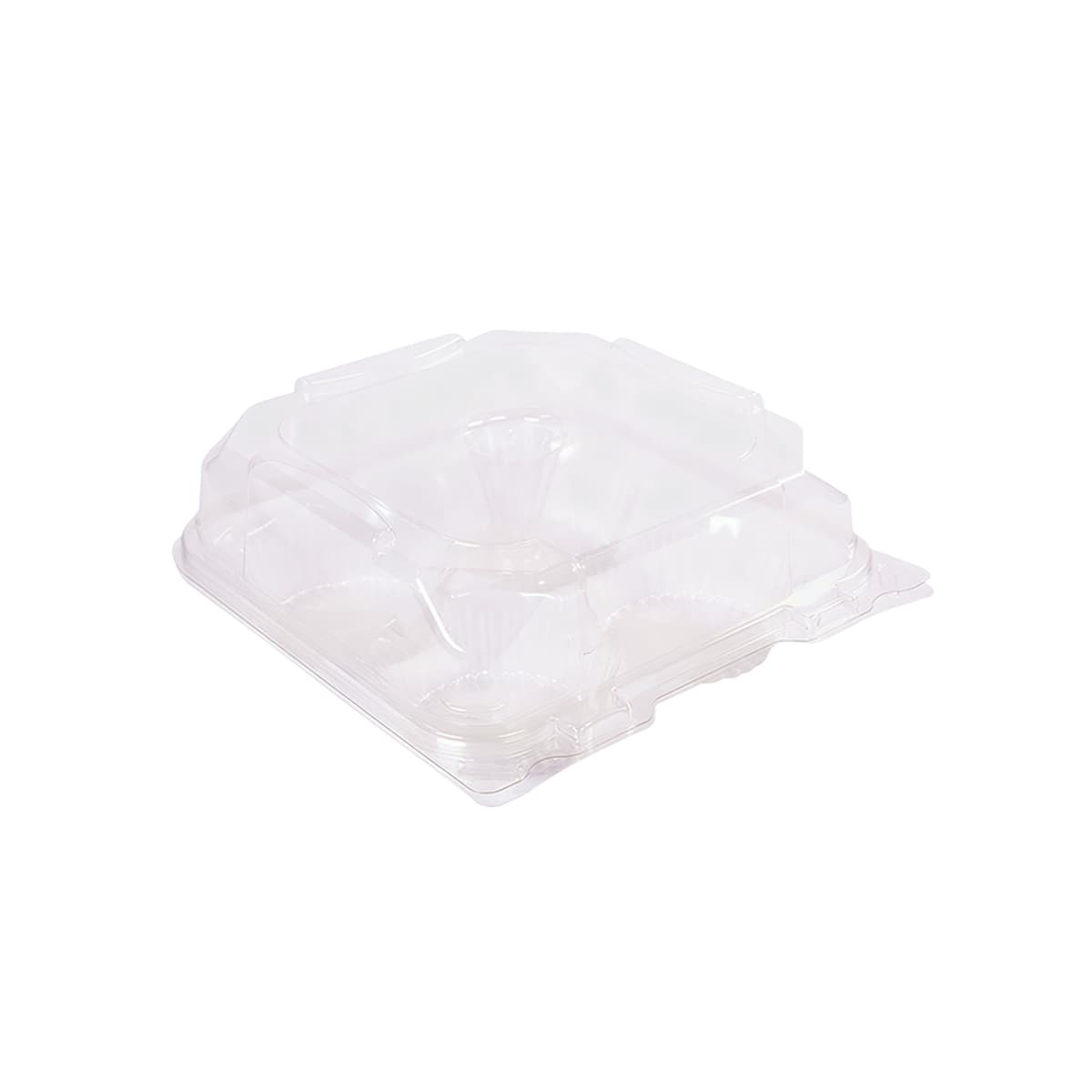 Muffin Hinged Container 4 Compartment PET Clear 150/Case