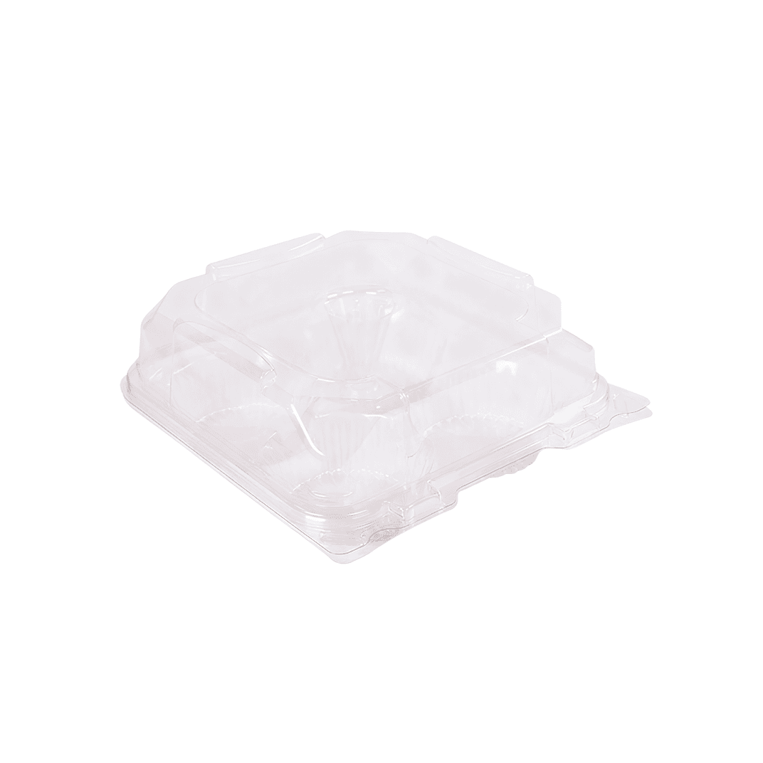 Muffin Hinged Container 4 Compartment PET Clear 150/Case