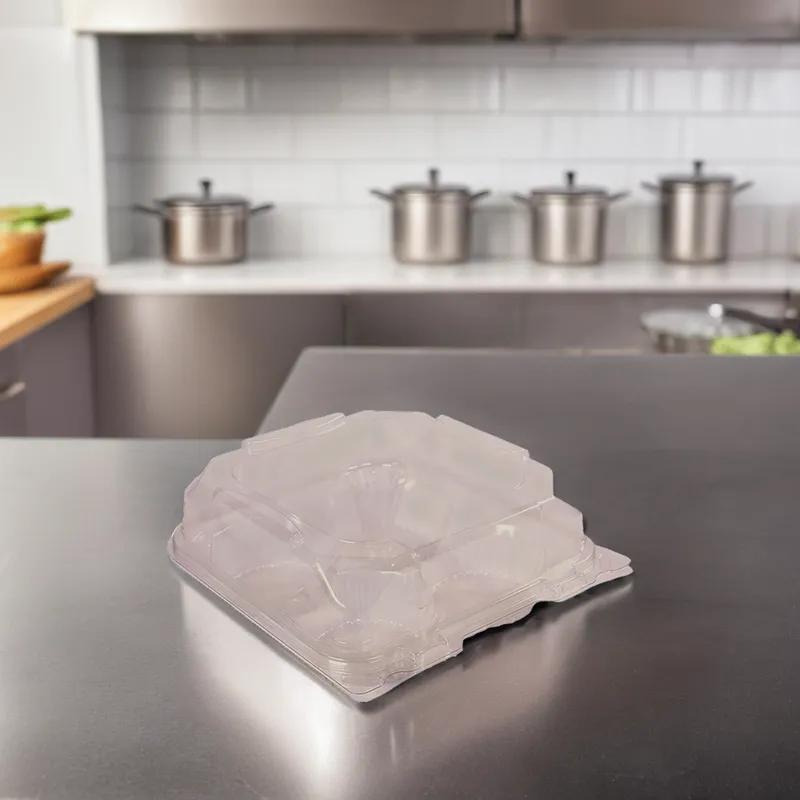 Muffin Hinged Container 4 Compartment PET Clear 150/Case