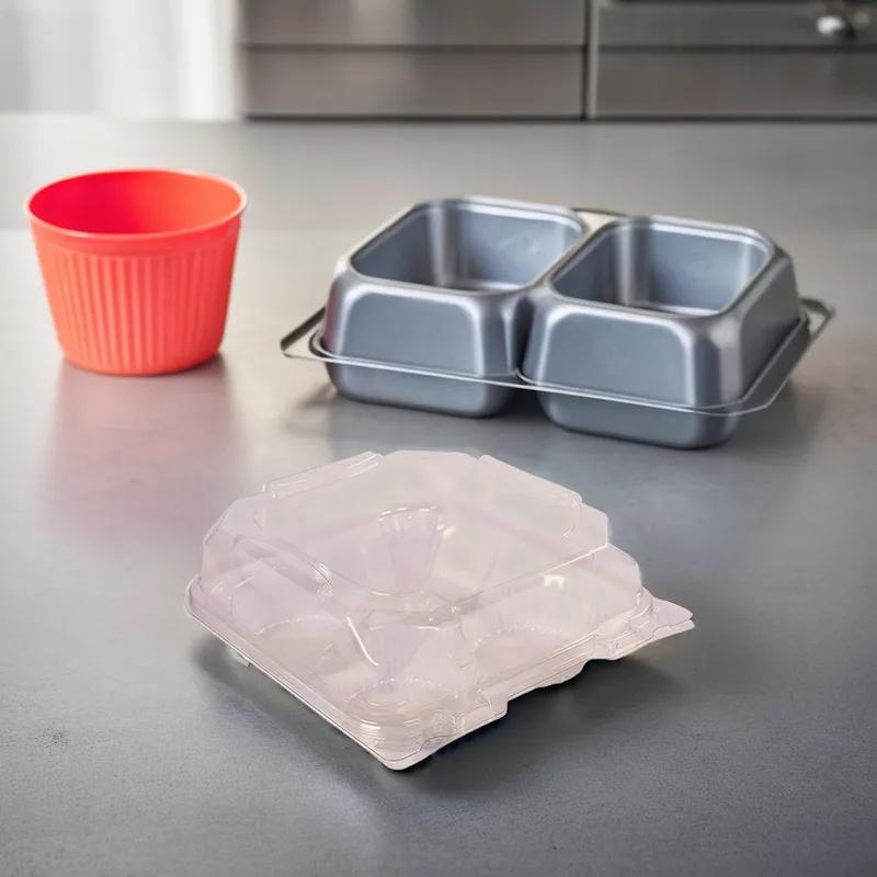 Muffin Hinged Container 4 Compartment PET Clear 150/Case