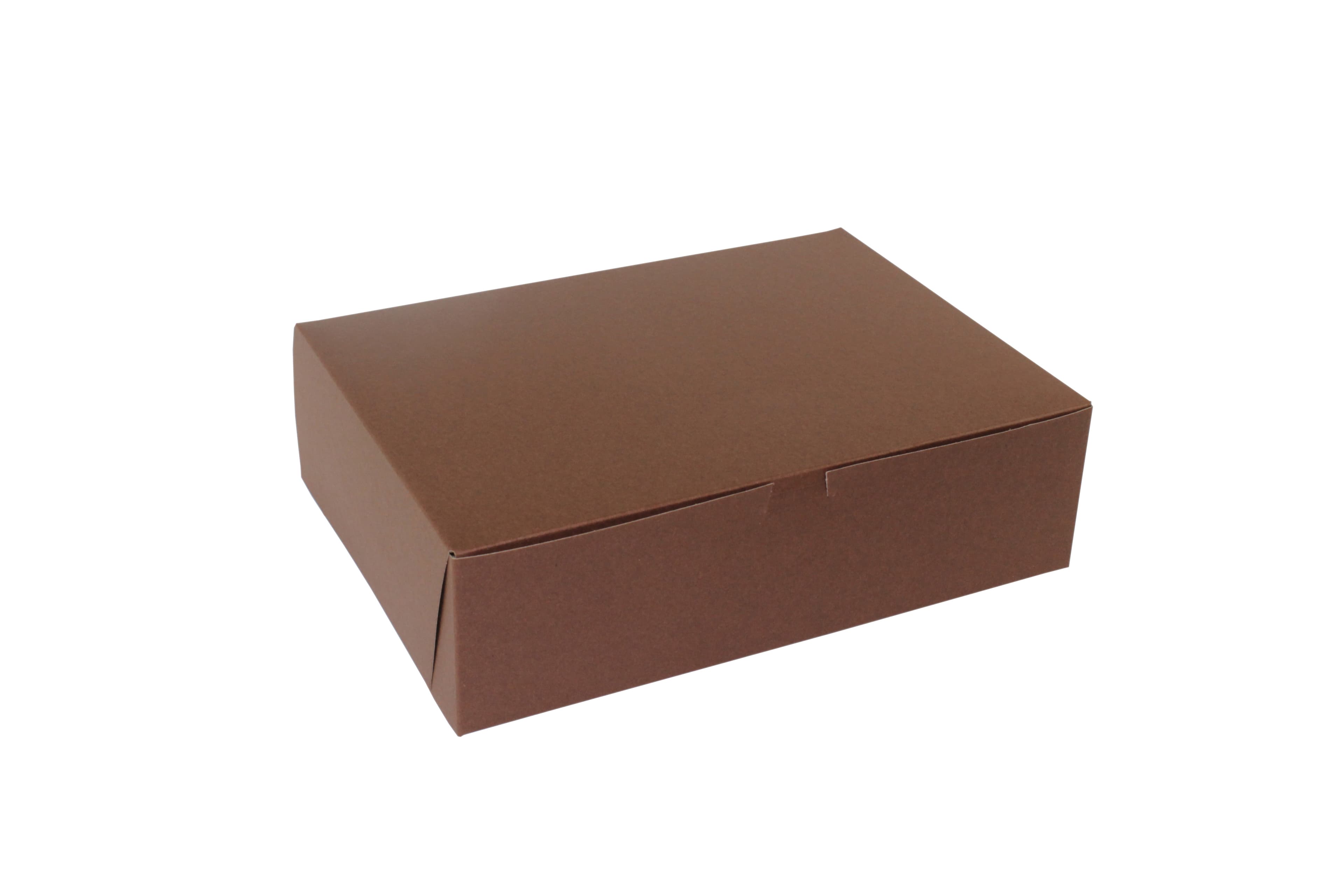 Bakery Box 14X10X4 IN Paperboard Chocolate Corner Lock 1-Piece 100/Case