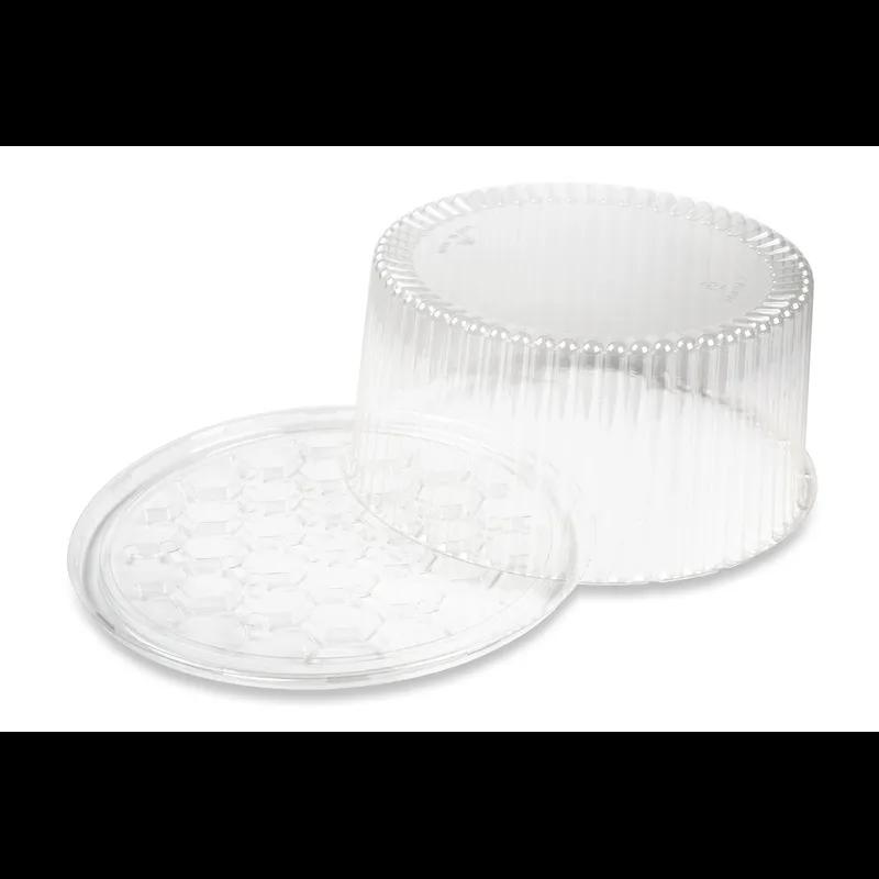 DisplayCake® Cake Container & Lid Combo With High Dome Lid 2-3 Layer 10 IN PS Clear Round 80/Case