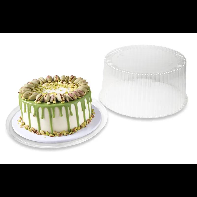 DisplayCake® Cake Container & Lid Combo With High Dome Lid 2-3 Layer 10 IN PS Clear Round 80/Case