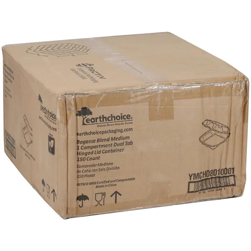 Take-Out Container Hinged With Dome Lid 7.8X7.8X2.8 IN Molded Fiber White Square 150/Case