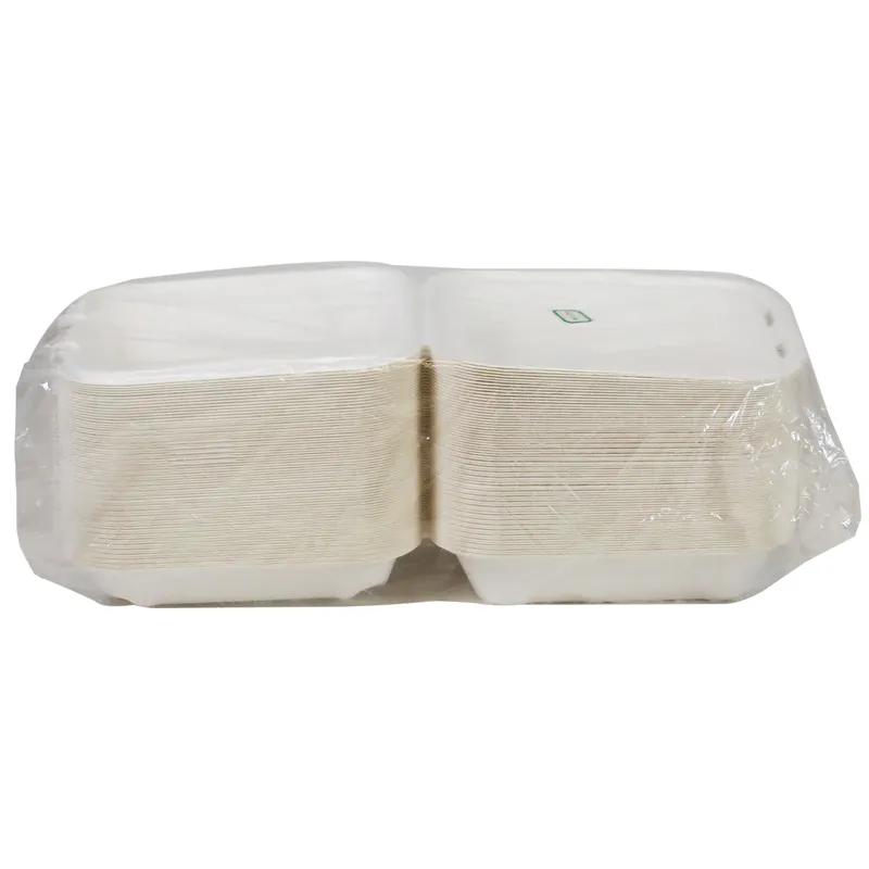Take-Out Container Hinged With Dome Lid 7.8X7.8X2.8 IN Molded Fiber White Square 150/Case