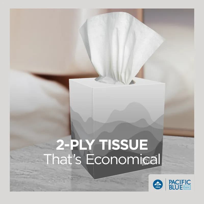 Pacific Blue Facial Tissue 8.4X7.5X5.25 IN 2PLY White 1/2 Fold Cube Box EPA Indicator 3060/Case