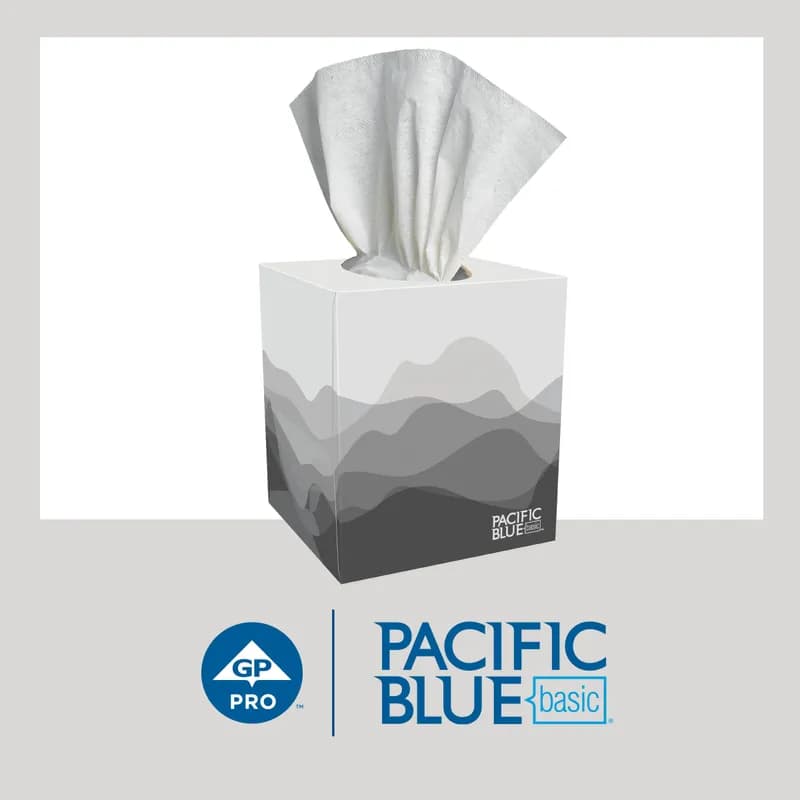 Pacific Blue Facial Tissue 8.4X7.5X5.25 IN 2PLY White 1/2 Fold Cube Box EPA Indicator 3060/Case