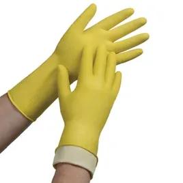 Gloves Large (LG) Yellow Rubber Latex Disposable Flock Lined 12 Count/Pack 12 Packs/Case 144 Count/Case