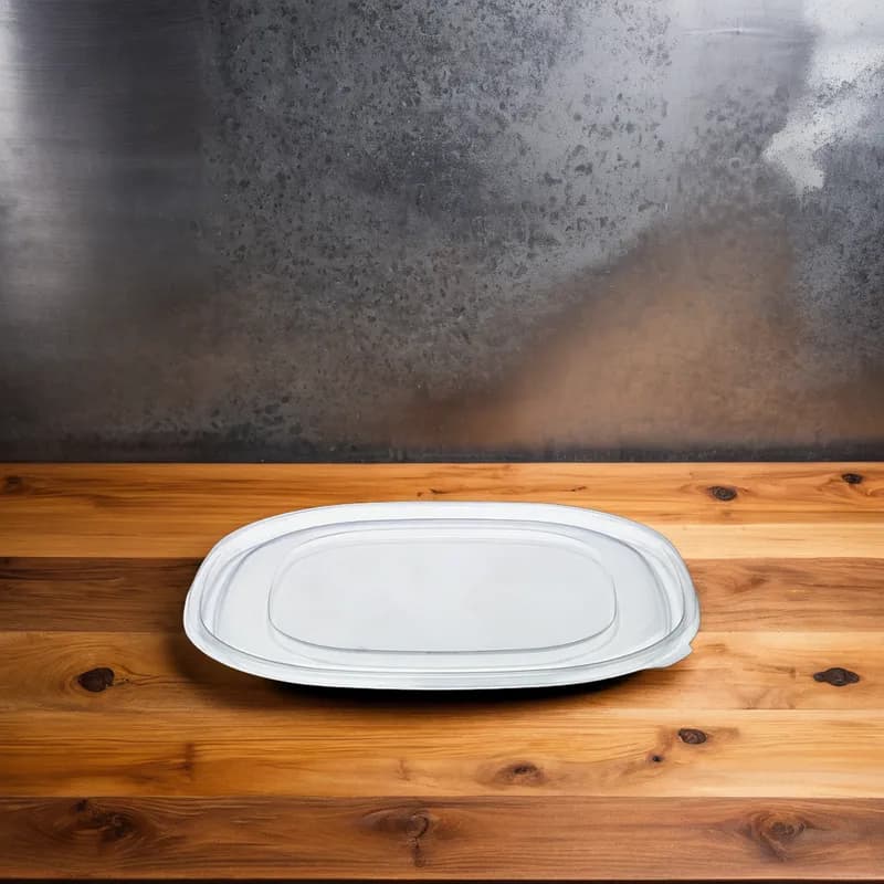 Fresh 'n Clear® Lid Flat 14.44X14.44X0.58 IN PET Clear Square For Compartment Tray Catering 50/Case