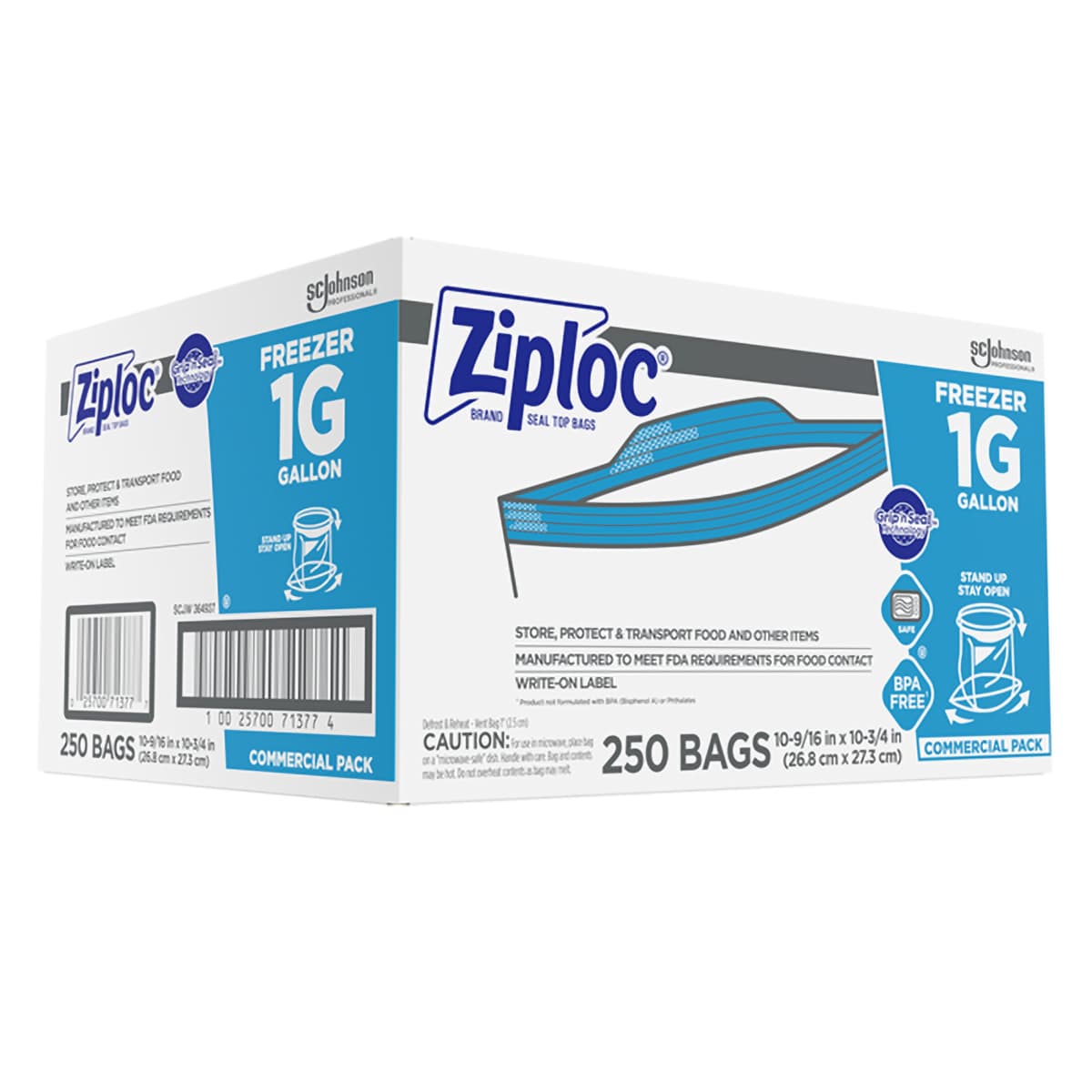 Ziploc® Freezer Bag 10.56X10.75 IN 1 GAL Plastic 1.2MIL With Zip Seal Closure 250/Case
