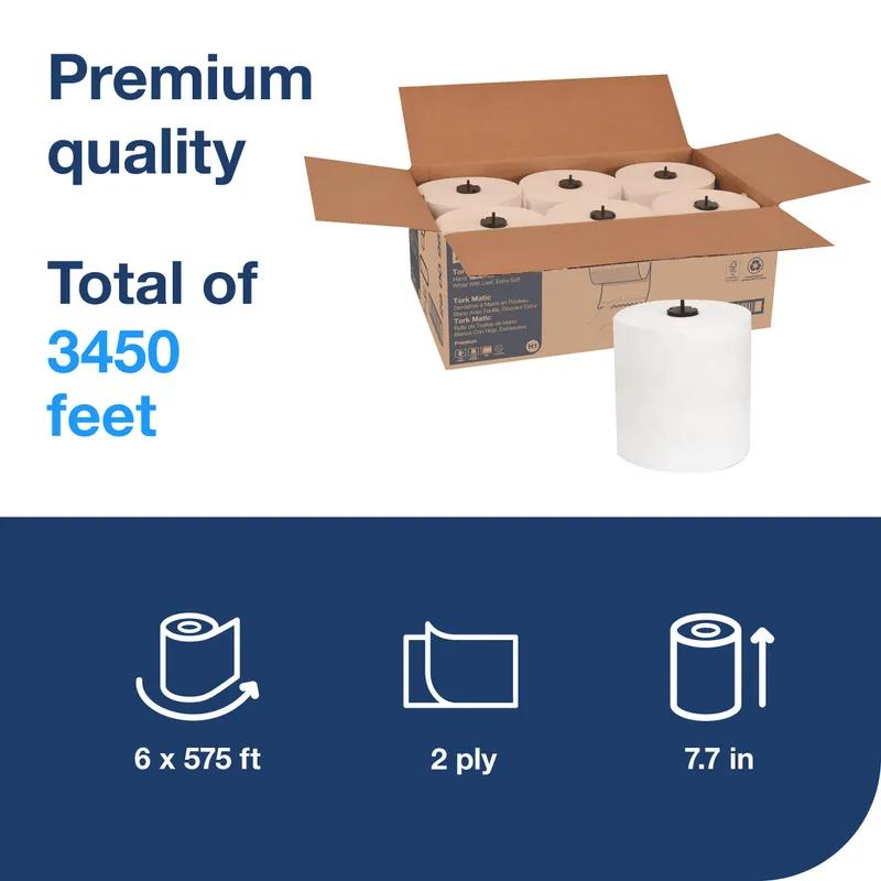 Tork Roll Paper Towel H1 7.7IN X575FT White Hardwound Embossed Refill 1.51IN Core Diameter 6 Rolls/Case