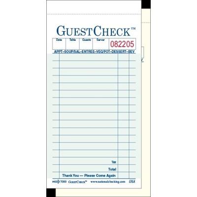Guest Check 6.75X3.5 IN Green 2-Part Carbonless Medium 50 Count/Pack 50 Packs/Case