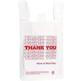 Bag 11.5X6.5X20 IN 1/6 Plastic 11.5MIC White Thank You T-Sack Gusset 900/Case