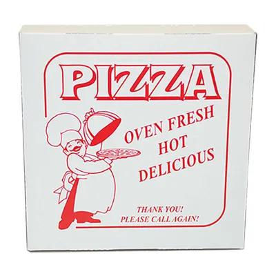 Pizza Box 10X10X2 IN Clay-Coated Paperboard White Red Stock Print 100/Case