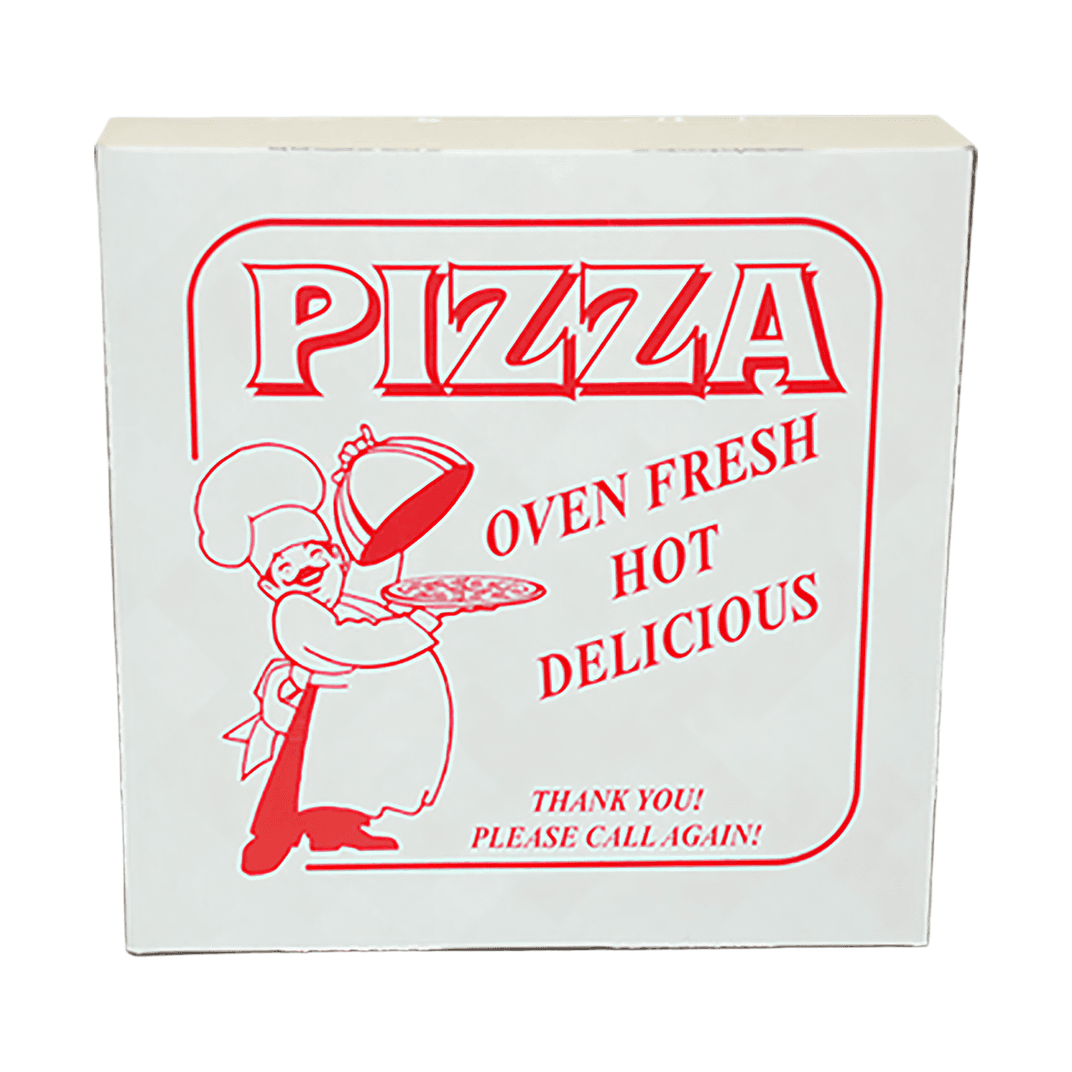 Pizza Box 10X10X2 IN Clay-Coated Paperboard White Red Stock Print 100/Case