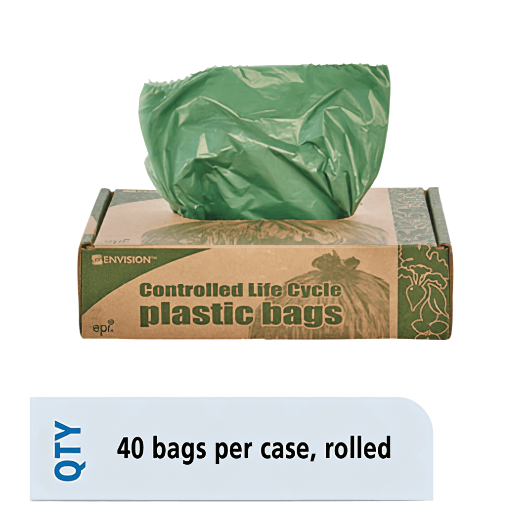 STOUT Can Liner 33X40 IN 33 GAL Green Plastic 1.1MIL 40/Case