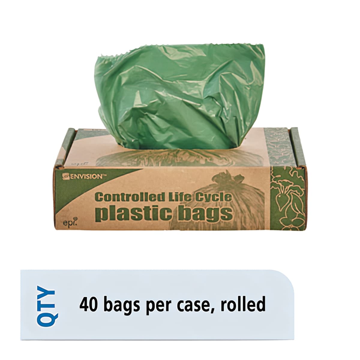 STOUT Can Liner 33X40 IN 33 GAL Green Plastic 1.1MIL 40/Case
