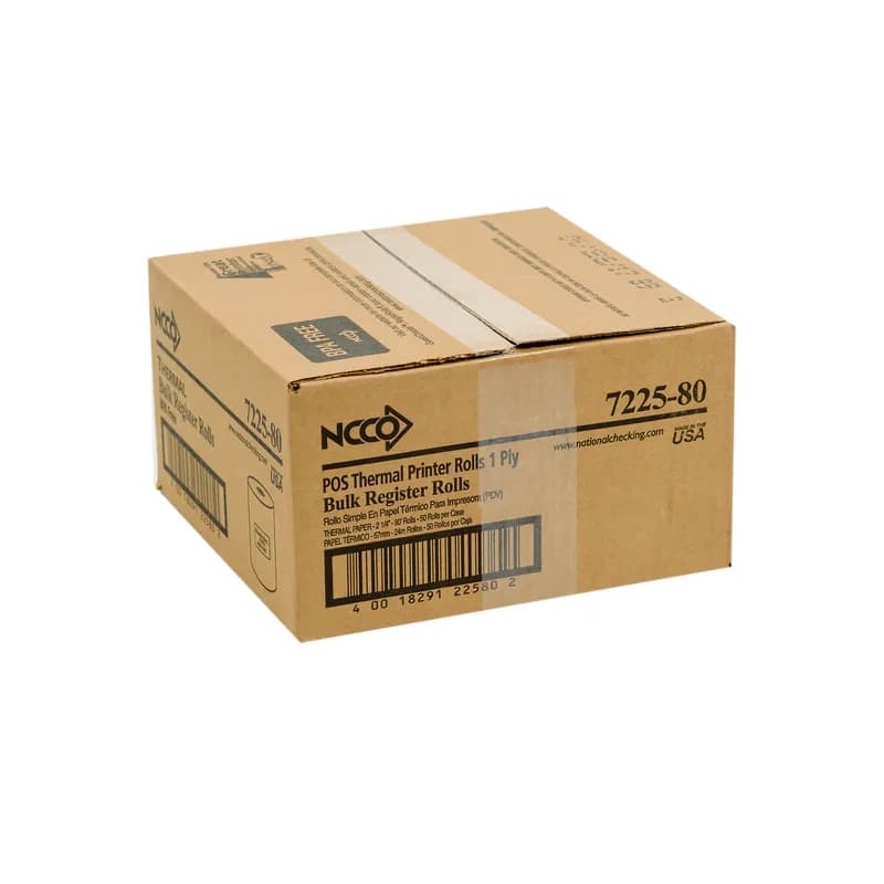 Cash Register Receipt Roll 2.25IN X80FT White Thermal Paper 50/Case