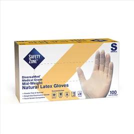 Safety Zone® Examination Gloves Small (SM) Natural Latex Powder-Free 1000/Case