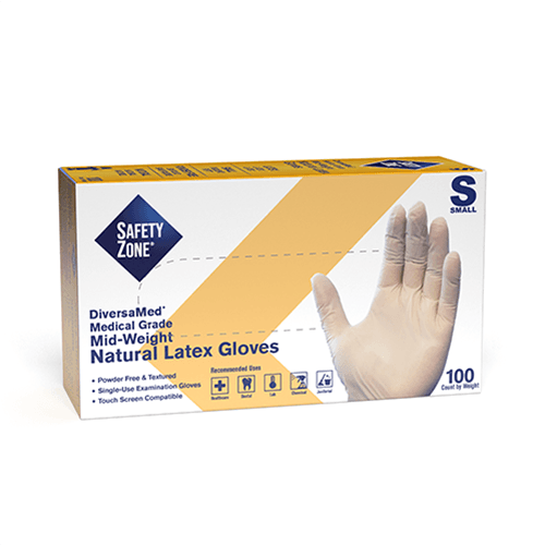 Safety Zone® Examination Gloves Small (SM) Natural Latex Powder-Free 1000/Case