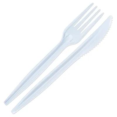 2PC Cutlery Kit PP White Extra Heavy Duty With Fork,Knife 500/Case