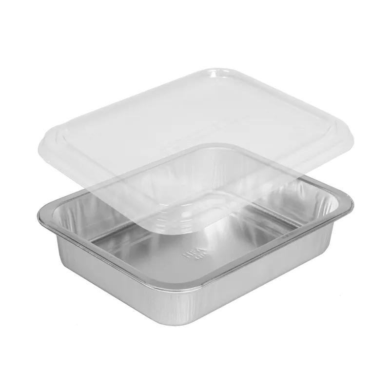 Gourmet-To-Go® Take-Out Container Base & Lid Combo With Plastic Dome Lid Medium (MED) 32 OZ Aluminum Oblong 150/Case